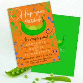 Invitación Festa Conjunta de Trillizos de Guisantes Elegantes