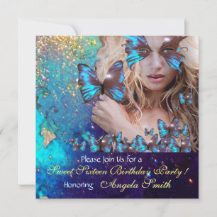 INVITACIÓN FESTA DE 16 AÑOS DE LA MARIPOSA AZUL MONOGRAMA