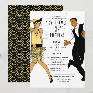 Invitación Festa de Cumpleaños de CUALQUIER EDAD Art Déco/Gra