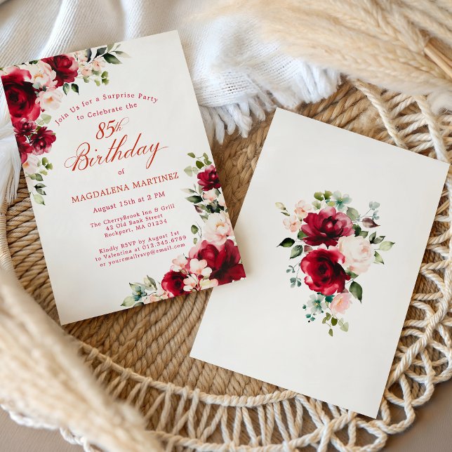 Invitación FESTA SORPRESA Cumpleaños 85 Cumpleaños Rojo Rosa  (Subido por el creador)