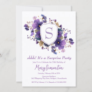 Invitación FESTA SURPRESA Cumpleaños 70 Monograma Cresta