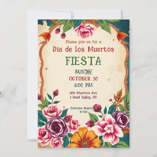Invitación 💀🎉 Festeja como si fuera tu otra vida (Anverso)