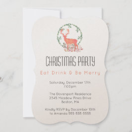 Invitación Festeja la Navidad con Reno Comer Beber Alegrarse