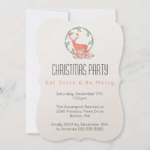 Invitación Festeja la Navidad con Reno Comer Beber Alegrarse