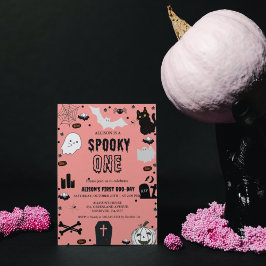 Invitación Festejada de primer cumpleaños de chica de Hallowe