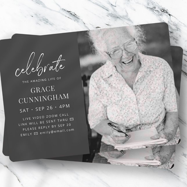 Invitación Festejan virtual la asombrosa foto moderna de la v (Subido por el creador)