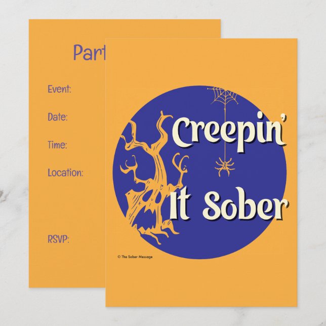 Invitación Festejando sobrio | Fiesta de Halloween sobria (Anverso / Reverso)