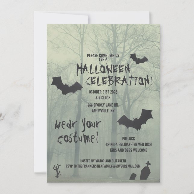 Invitación Festejante celebración de Halloween (Anverso)