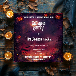 Invitación Festejante fiesta de Halloween - Arañas brillantes