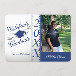 Invitación Festejar la foto de graduación azul