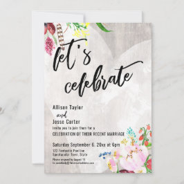 Invitación Festejemos la floral madera de corazón