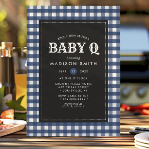 Invitación Festejo de Baby Q Barbeque Blue Verano Campo