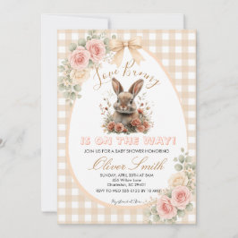 Invitación Festejo de Baby Shower Beige Algún Conejito Está e