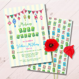 Invitación Festejo de Baby Shower Caprichoso de Mahjong