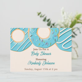 Invitación Festejo de Baby Shower con Donut Azul