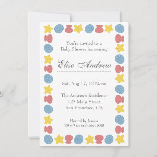 Invitación Festejo de Baby Shower con patrón de conchas de ma
