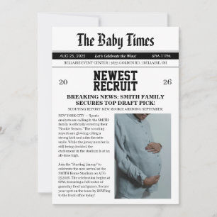 Invitación Festejo de Baby Shower de Fútbol de Periódico