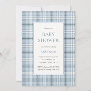 Invitación Festejo de baby shower de niño con patrón de cuadr