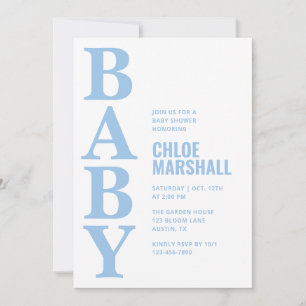 Invitación Festejo de Baby Shower de Niño con Tipografía Azul