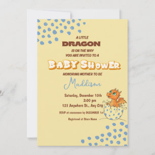 Invitación Festejo de baby shower de pequeño dragón que nace