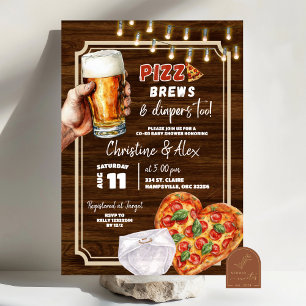 Invitación Festejo de Baby Shower de Pizza Cerveza y Pañales