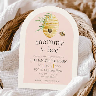Invitación Festejo de Baby Shower Mommy To Bee Rosado Abejorr