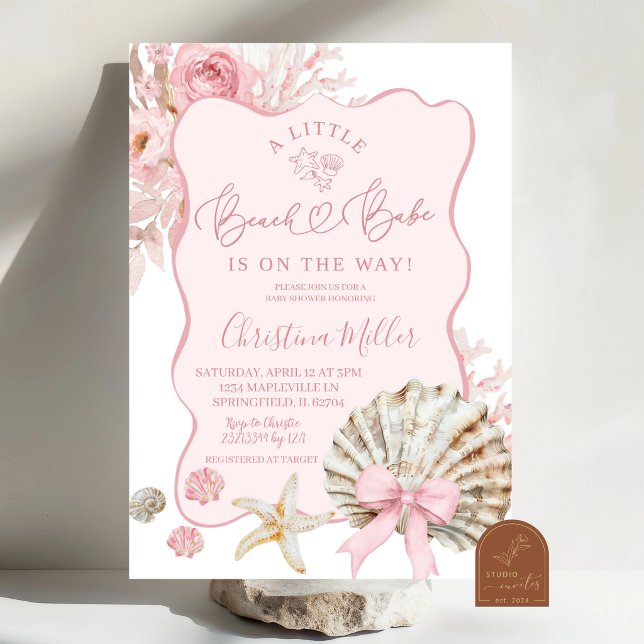 Invitación Festejo de Baby Shower Rosa Boho Verano Playa (Subido por el creador)