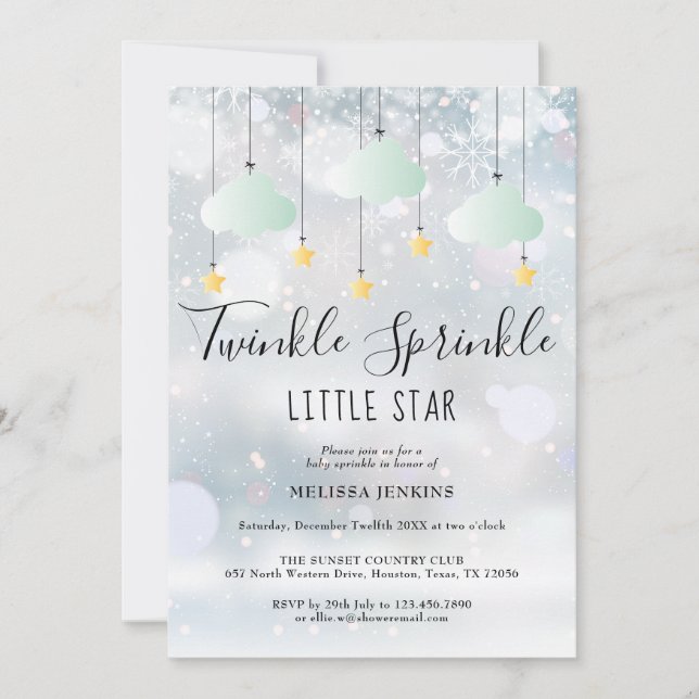 Invitación Festejo de Baby Shower Todo Incluido Twinkle Sprin (Anverso)
