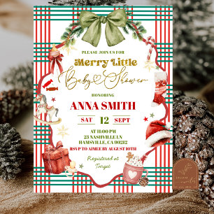 Invitación Festejo de Bebé Alegre Arco de Navidad Caprichoso