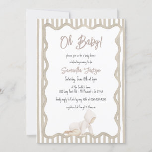 Invitación Festejo de Bebé Beige Neutral Caprichoso
