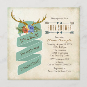 Invitación Festejo de bebé Bosque Antiguo Ciervo