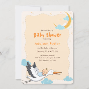 Invitación Festejo de Bebé Cigüeña de Entrega Especial Modern
