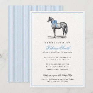 Invitación Festejo de bebé elegante niño caballo vintage