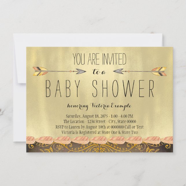 Invitación Festejo de bebé niño con flecha tribal (Anverso)