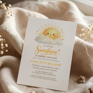 Invitación Festejo de Bebé Nubes Lindas Género Neutral Sol