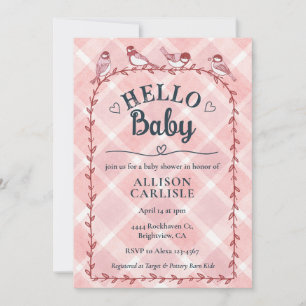 Invitación Festejo de bebé Pajaritos de Cuadros Acuarela 007