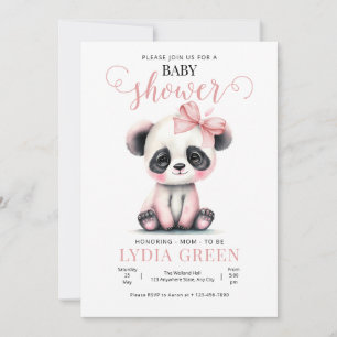Invitación Festejo de bebé panda verde Niña shower de bebé