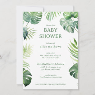 Invitación Festejo de Bebé Plantas Tropicales Vegetación Botá