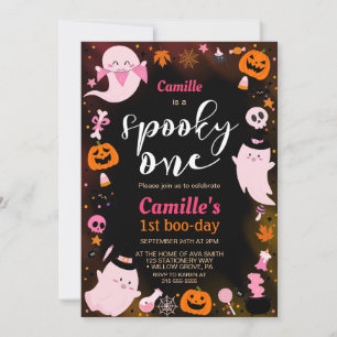 Invitación Festejo de cumpleaños de Halloween con un lindo fa