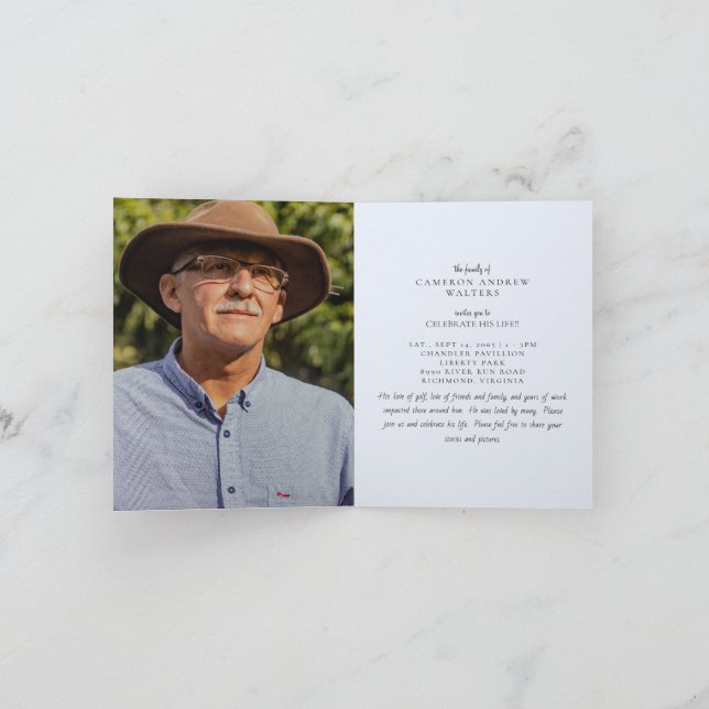 Invitación Festejo de foto gris azul de la vida doblado (Interior)