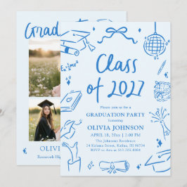 Invitación Festejo de Graduación Dibujado a Mano Clase 2027 A