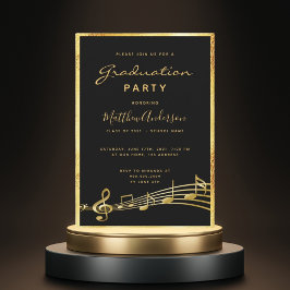 Invitación Festejo de graduación glam oro de música negra