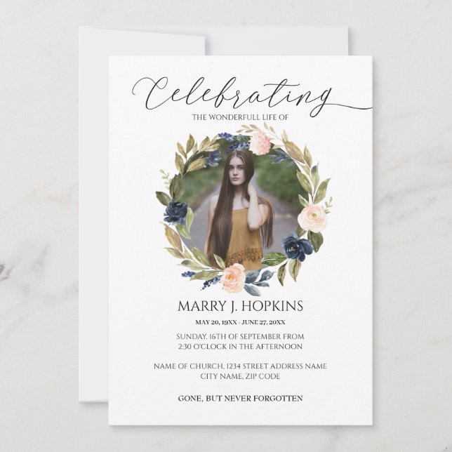 Invitación Festejo de la Feria de la Vida de Blossom Wreath (Anverso)