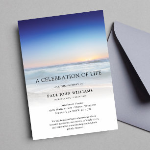 Invitación Festejo de la foto del océano de playa del funeral