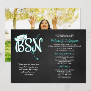 Invitación Festejo de la graduación fotográfica BSN, turquesa