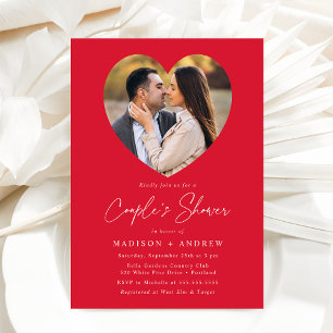Invitación Festejo de Pareja Foto Corazón Rojo Moderno