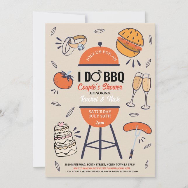 Invitación Festejo de parejas de BBQ de compromiso de patio d (Anverso)