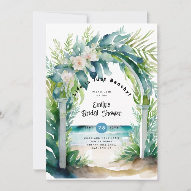 Invitación Festejo de playa costera OCEANO BABYSHOWER CUMPLEA (Anverso)