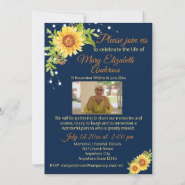 Invitación Festejo floral fúnebre de la vida Foto azul
