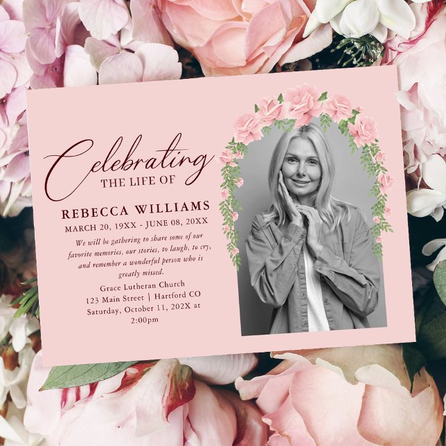 Invitación Festejo floral rosado de Rubor por la vida (Subido por el creador)
